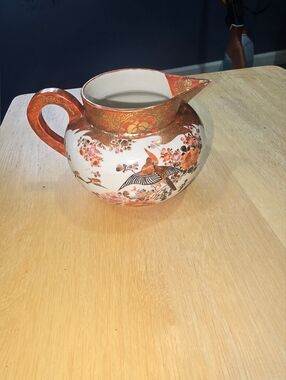 ​Antique Japanese Kutani Porcelain Pitcher - Meiji Period c.1890 - Hand-Painted